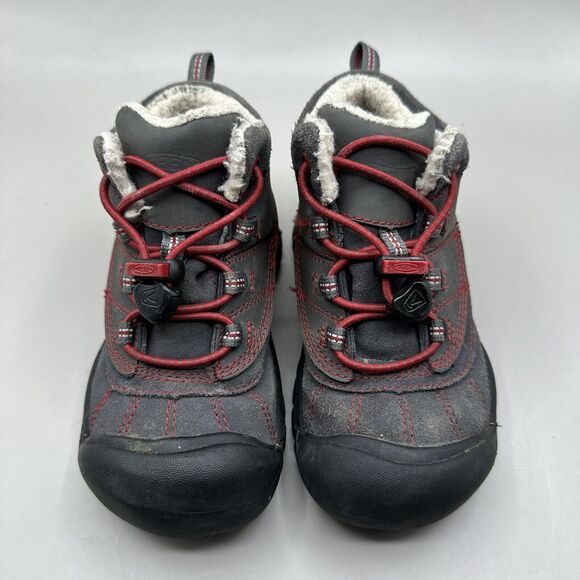 Keen Brady Winter Boots Sherpa Insulated Waterproof WP Toddler Size 10 Gray Red - Picture 4 of 10
